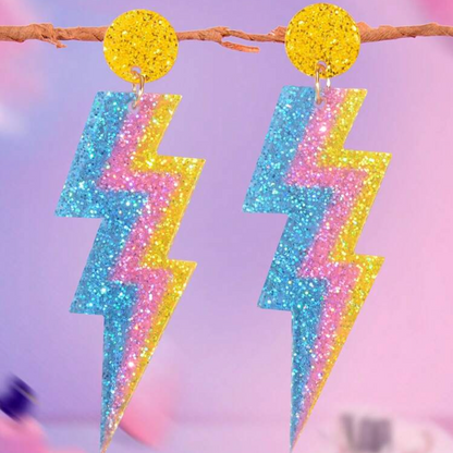 Boucles d’Oreilles Éclair Pailletées – Adrenalina Racing ⚡✨